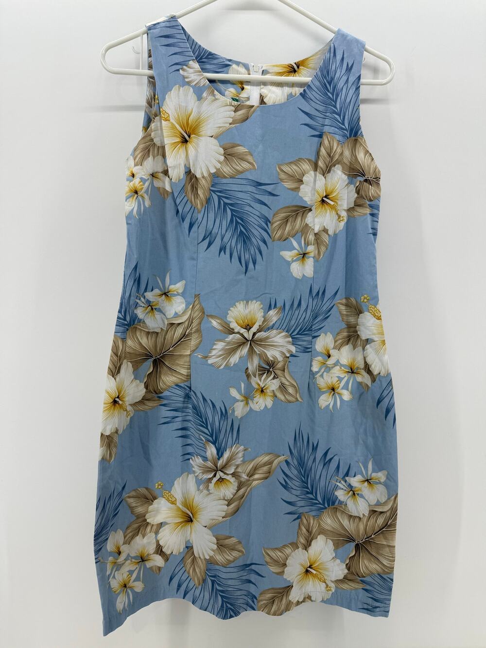 Women's Hawaiian Aloha Short Tank Dress - Hibiscus Trend Light Blue size S